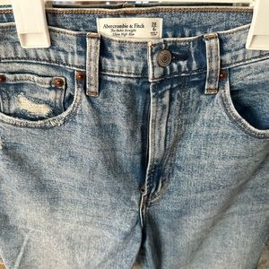 Abercrombie Ultra High Rise Ankle Straight Color Block Jeans